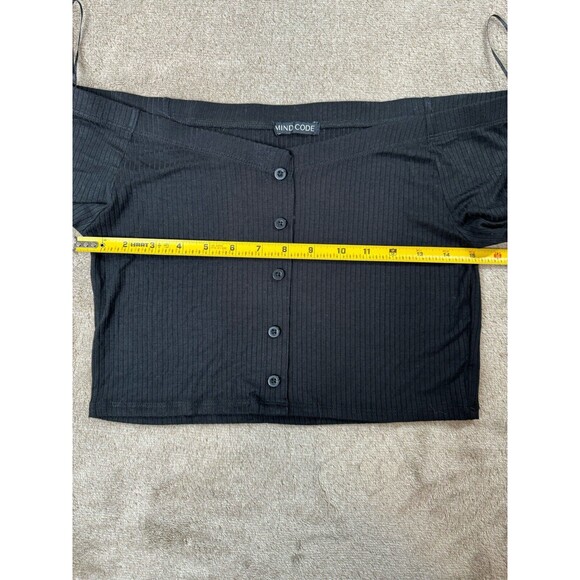 MIND CODE Ribbed off-the-shoulder top - Black Size L - Picture 7 of 11